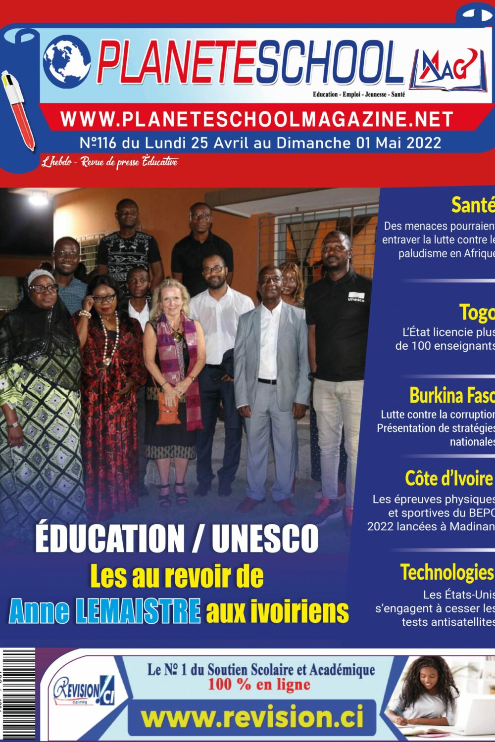 Côte d’Ivoire / La Revue De Presse Éducative De Côte D’ivoire Et D’ailleurs, n°116 Du Lundi 25 Avril Au Dimanche 01 Avril 2022