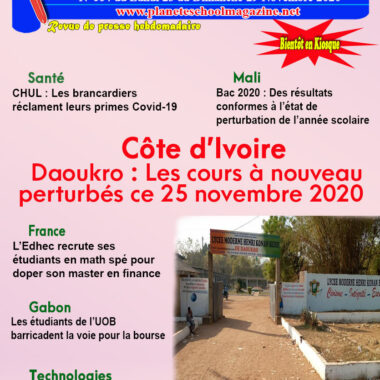 REVUE DE PRESSE N°64 DU 2 au 29-11-20